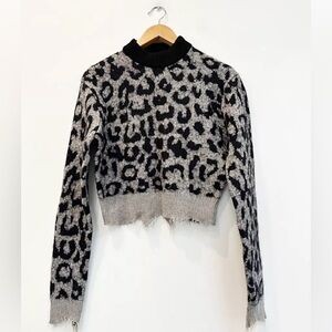 Designer Acne Studios Gaze Animal Size S Cropped Distressed Women's Jumper